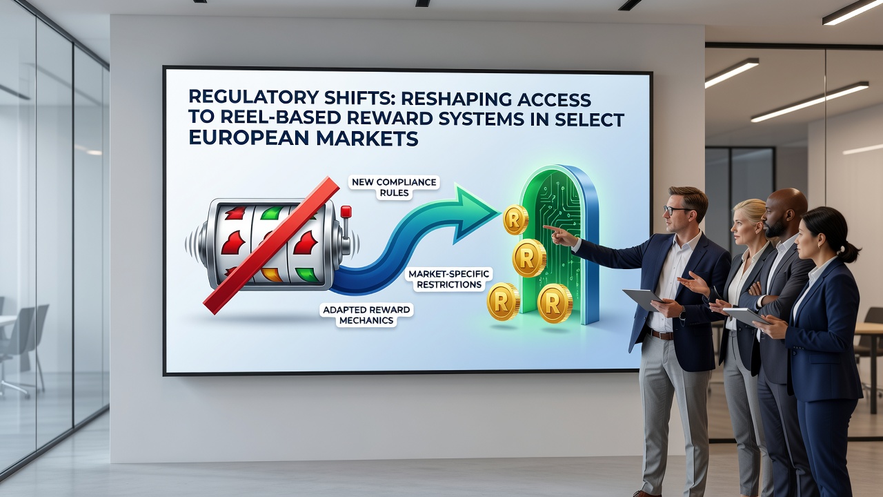 Data dashboards showing regulatory compliance impacts on European reel reward platforms